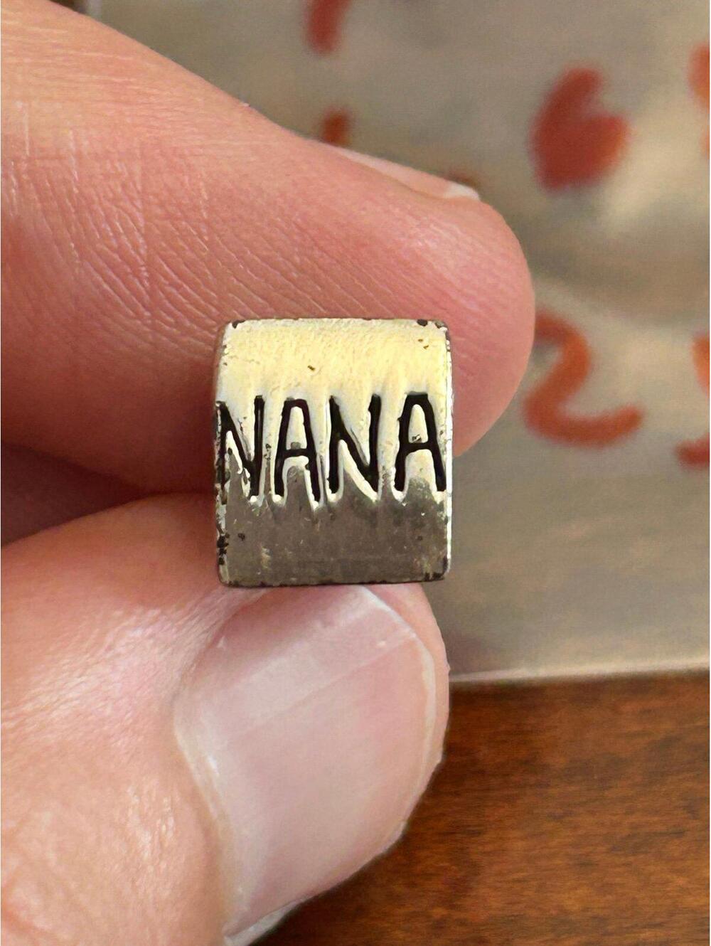 925 Sterling silver # 1 nana charm pendant cute x27 1.65g .25 inch long